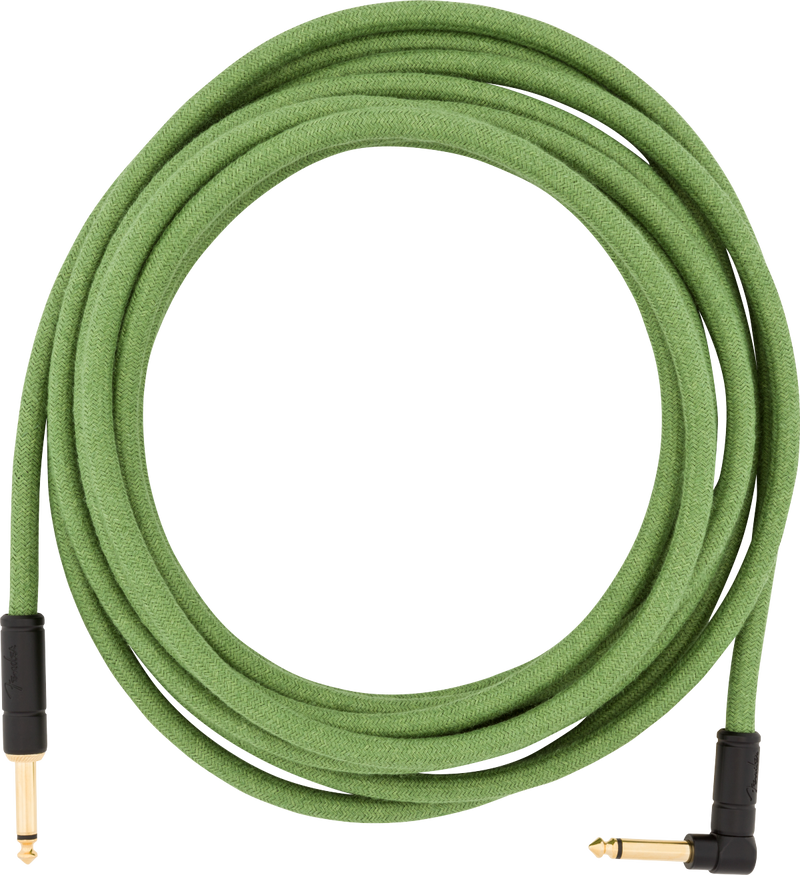 Fender FESTIVAL Hemp Straight/Angle Instrument Cable (Green) - 18.6'
