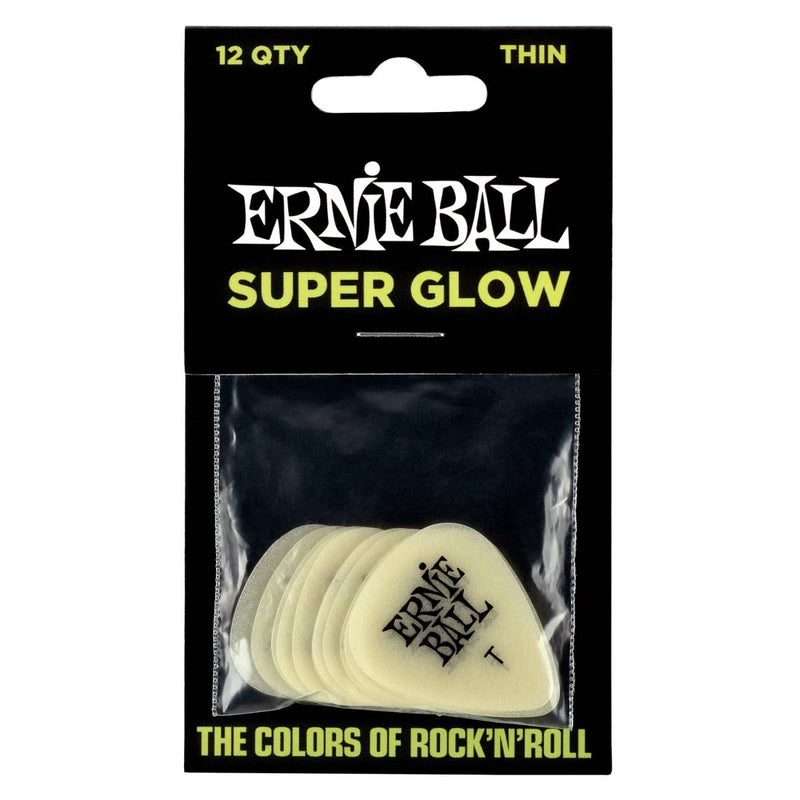 Ernie Ball 9224EB Super Glow cueille mince - sac de 12