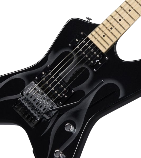 Kramer Kvtgbkmcf Tracii Guns Gunstar Voyager Guitare électrique avec Epiphone Humbuckers - Black Metallic