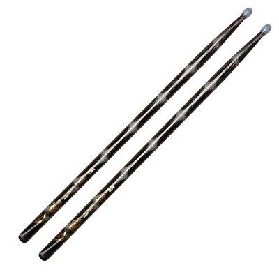 Vater VCBK5AN Color Wrap 5A Black Optic Nylon Wood Tip Drumsticks