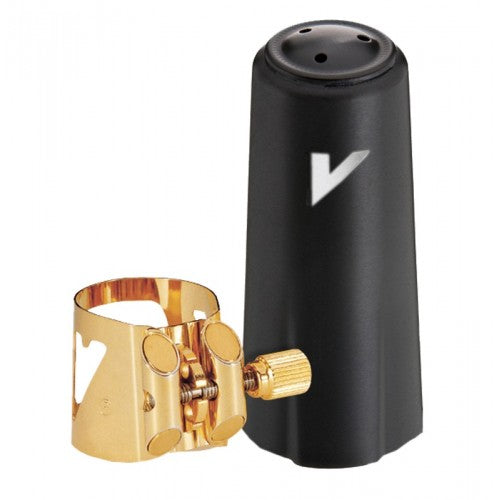 Vandoren LC09P Optimum Baritone Saxophone Gold-Gilded Ligature and Plastic Cap - Red One Music