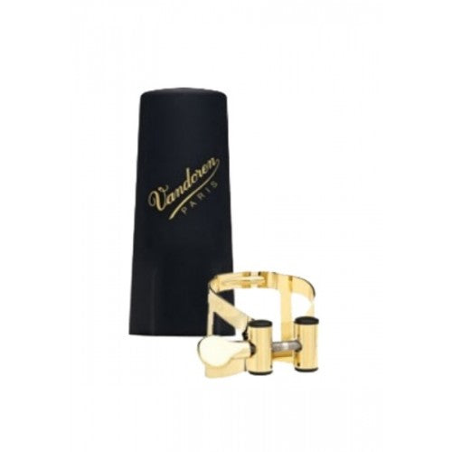 Roll over image to zoom in Vandoren LC58GP M/O Ligature and Plastic Cap for Tenor Saxophone; Gold Plated - Red One Music