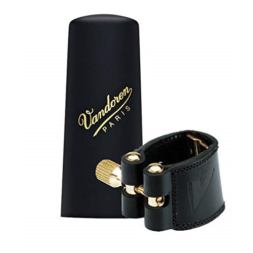 Vandoren LC26P Leather Ligature and Plastic Cap for Soprano Sax with 3 Interchangeable Pressure Plates - Red One Music