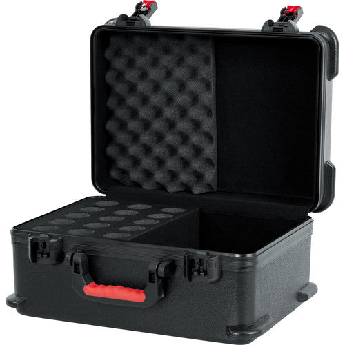 Gator GTSA-MIC15 ATA-Molded Polyethylene Case w/ Foam Drops for up to 15 Wired Microphones