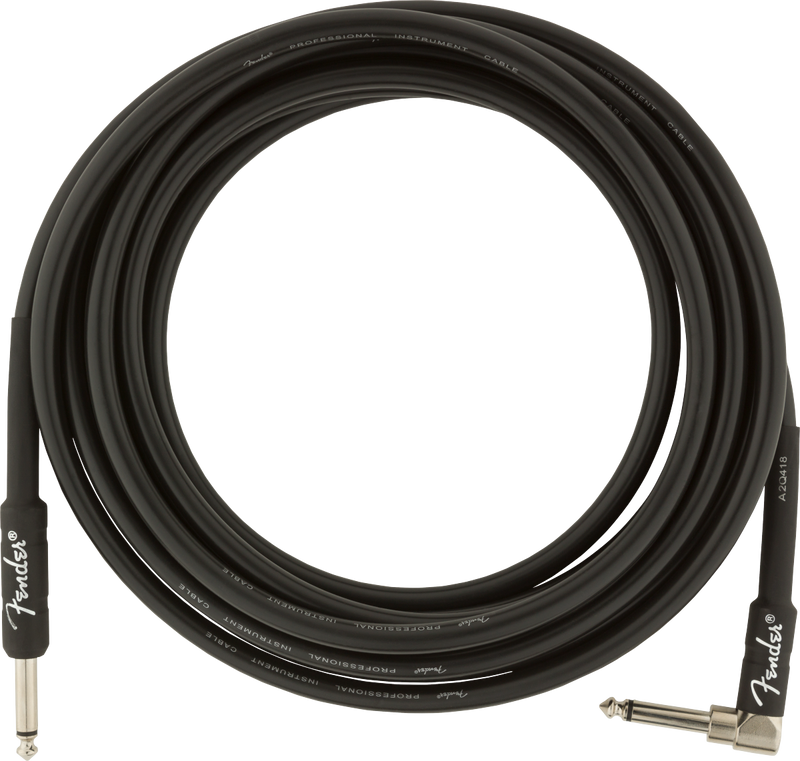 Fender PROFESSIONAL Straight/Angle Instrument Cable (Black) - 15'