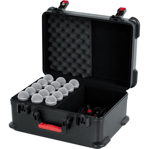 Gator GTSA-MIC15 ATA-Molded Polyethylene Case w/ Foam Drops for up to 15 Wired Microphones