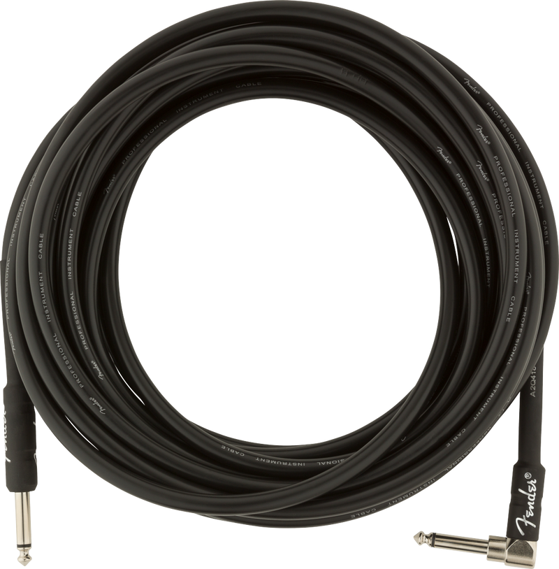 Fender PROFESSIONAL Straight/Angle Instrument Cable (Black) - 25'