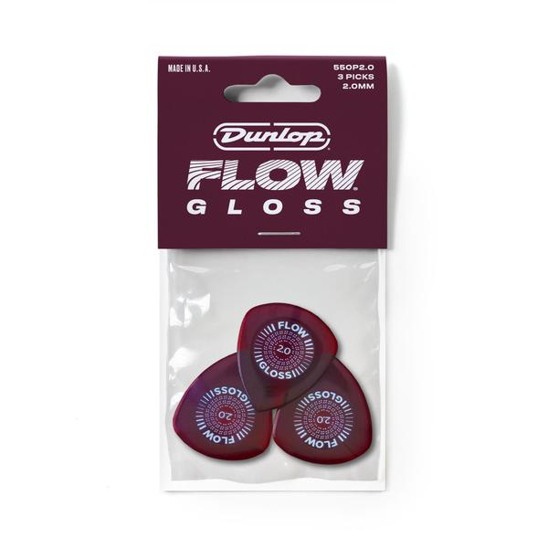 Dunlop 550P200 Flow® Gloss Pick 2.0mm - 3 Pack
