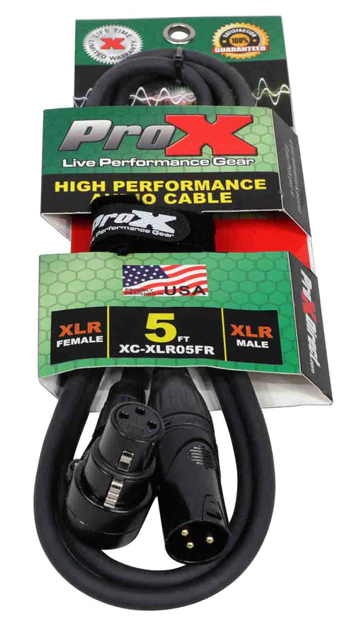 ProX XC-XLR05FR Balanced Right-Angle XLR-F to XLR-M High Performance Audio Cable Female - 5 Feet