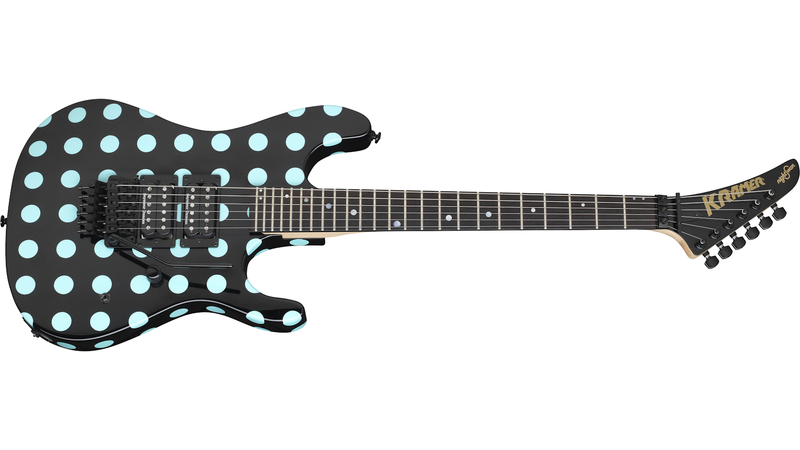 Kramer KNSBBPBF Nightswan Guitare électrique avec Seymour Duncan Humbuckers - Noir/Bleu à pois