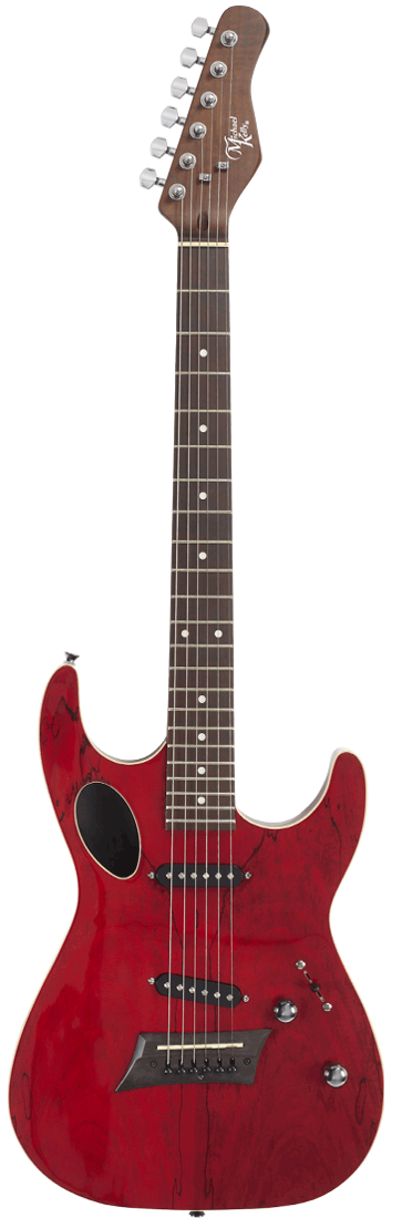 Michael Kelly MK60HTRMRC Guitare électrique hybride semi-creuse à 60 ports - Rouge transparent