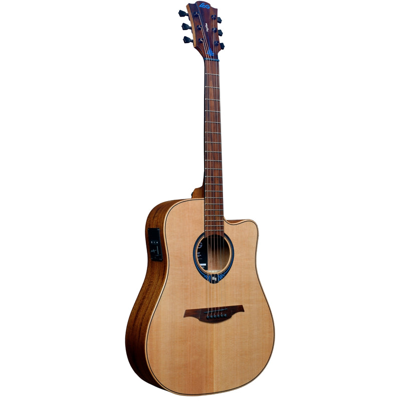 Lag Guitars THV10DCE-LB Tramontane HyVibe 10 Cutaway Acoustic Electric Guitar With Bluetooth (Natural Satin)