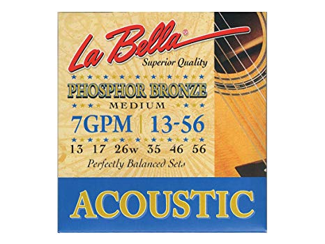 La Bella 7GPM Phosphor Bronze Medium Acoustic Guitar Strings 13-56 - Red One Music
