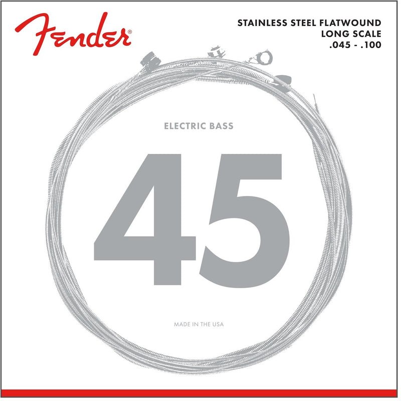Fender 9050L Stainless Steel Flatwound Long Scale Electric Bass Guitar Strings Light - Red One Music