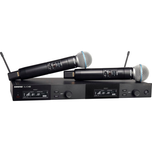 Shure SLXD24D/B58 Système de microphone portable numérique sans fil double canal avec capsules Beta 58 (H55 : 514 à 558 MHz)