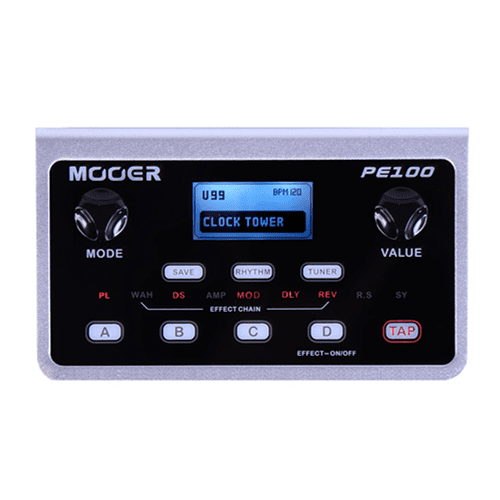 Mooer Pe100 Portable Guitar Effects 99 Factory Presets And 99 User Presets - Red One Music