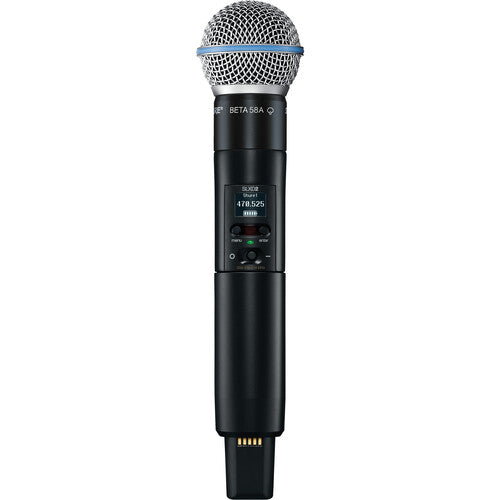 Shure SLXD24D/B58 Système de microphone portable numérique sans fil double canal avec capsules Beta 58 (J52 : 558 à 602 + 614 à 616 MHz)