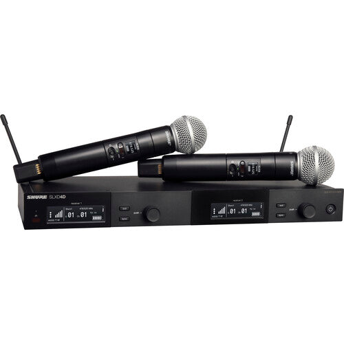 Shure SLXD24D/SM58 Dual-Channel Digital Wireless Handheld Microphone System with SM58 Capsules (J52: 558 to 602 + 614 to 616 MHz)