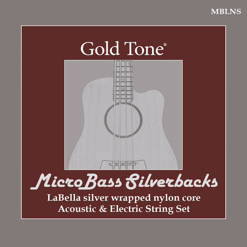 Gold Tone MBLNS MicroBass LaBella Silverback Silver-Wrapped Nylon Strings 49-115