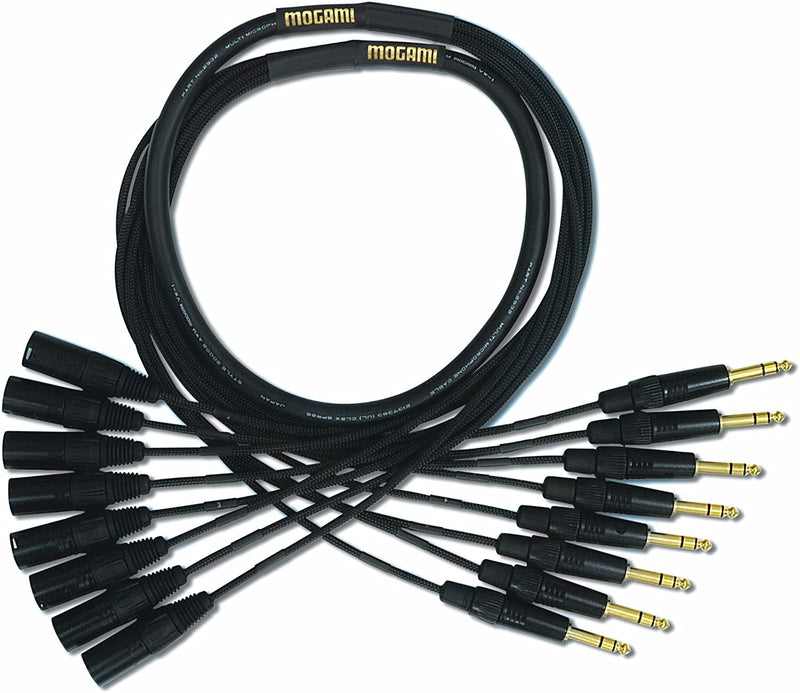 Mogami Gold 8 TRS-XLRM-05 Audio Adapter Snake Cable, 8 Channel Fan-Out, 1/4" TRS Male Plug to XLR-Male, Gold Contacts, Straight Connectors, 5 Foot