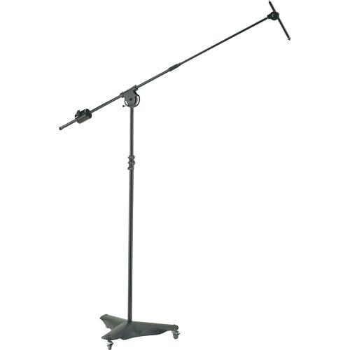 K&M 21430 Black Mobile Overhead Microphone Stand With Caster Base Black - Red One Music