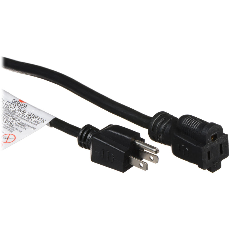 American DJ EC123-25 Accu-Cable 3-Wire Edison AC Extension Cord with Three Plugs 12 AWG (Black) - 25'