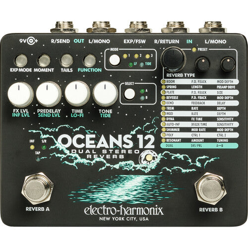 Electro-Harmonix OCEANS 12 Double pédale de réverbération stéréo