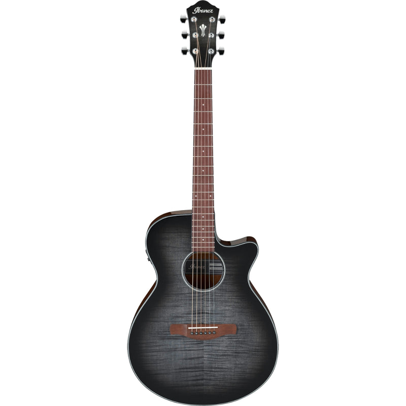 Ibanez AEG70TCH - Guitare acoustique AEG à pan coupé unique - Charcoal Burst transparent brillant