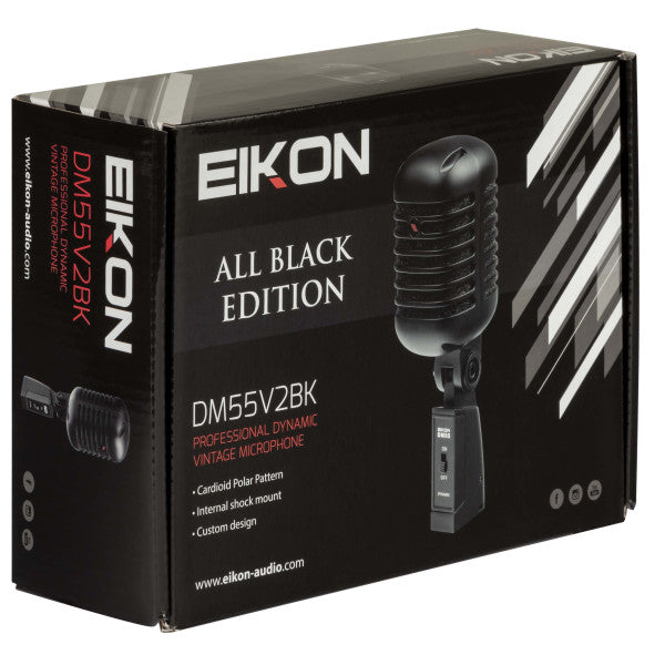 Eikon DM55V2BK Microphone dynamique vocal professionnel au design vintage (noir satiné)