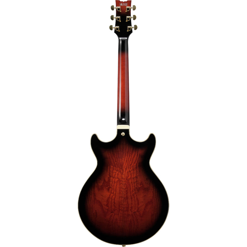 Ibanez AM153QADBS AM Artstar - Double Cutaway Semi Hollow Electric Guitar w/Case - Dark Brown Sunburst