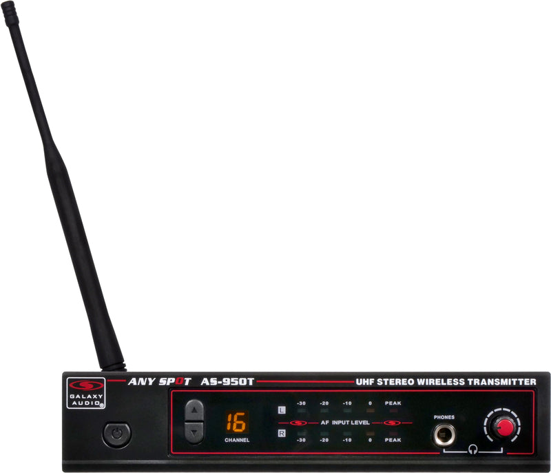 Système de moniteur intra-auriculaire personnel sans fil stéréo 16 canaux Galaxy Audio AS-950