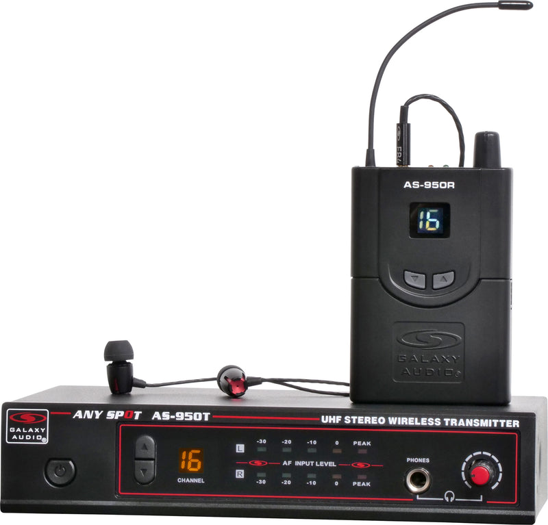 Galaxy Audio AS-950 16 Channel Stereo Wireless Personal In-Ear Monitor System