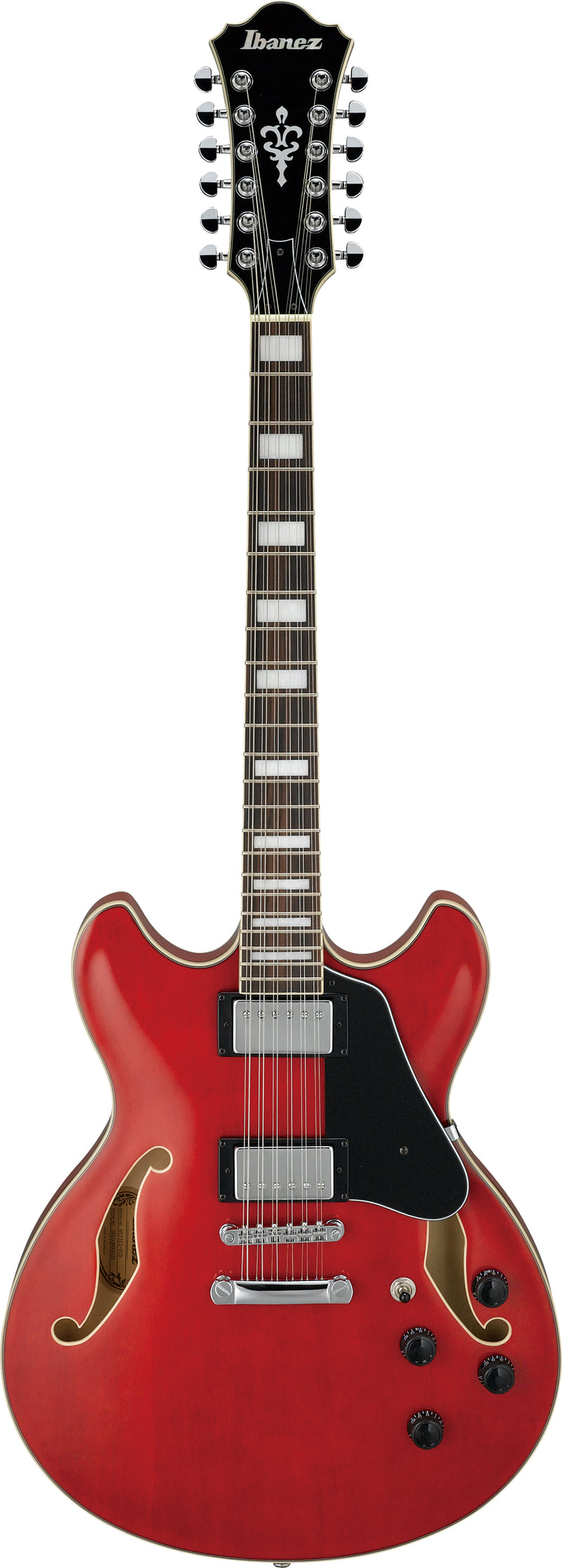 Ibanez AS7312TCD AS Artcore - Guitare électrique semi-creuse 12 cordes avec chevalet ART 12 - Rouge cerise transparent