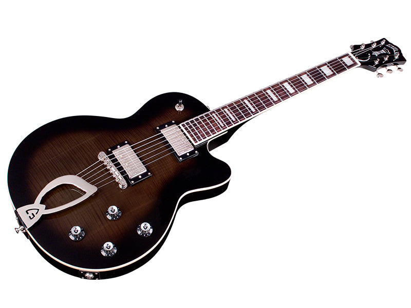 Guild NEWARK Aristocrat HH Guitare électrique avec matériel en nickel – Trans Black Burst