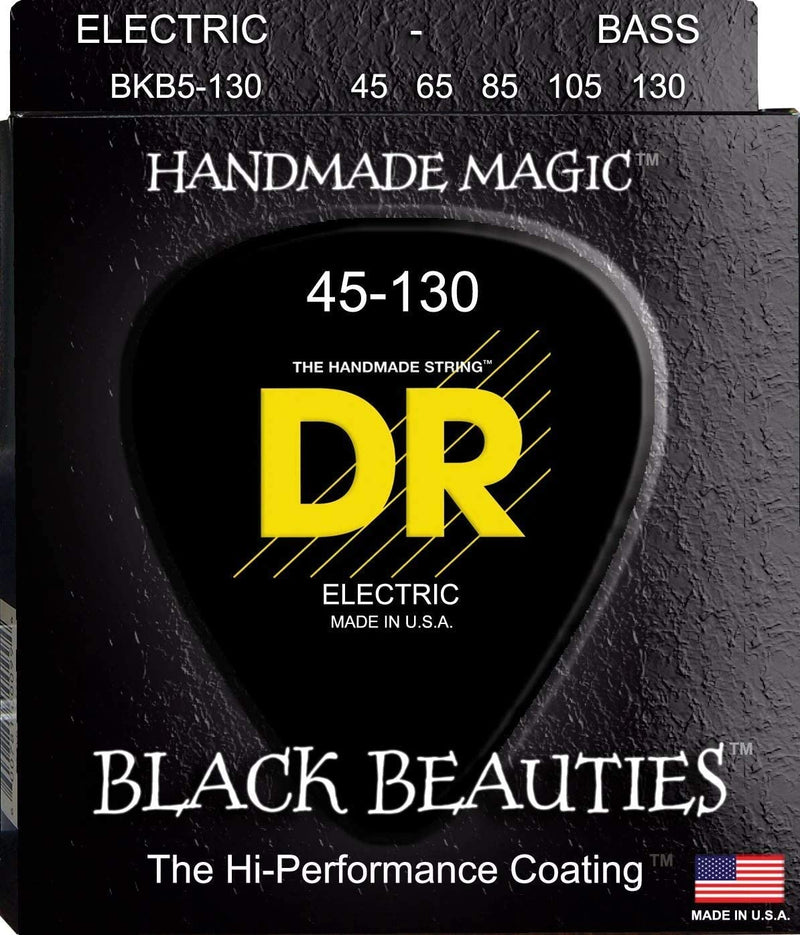 DR Handmade Strings BKB5-130 Black Beauties Coated Bass 5 String Pack - Medium (45-130)