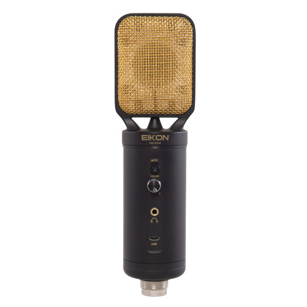 Eikon CM14USB Microphone de studio à condensateur USB + XLR avec interface USB (noir et or)