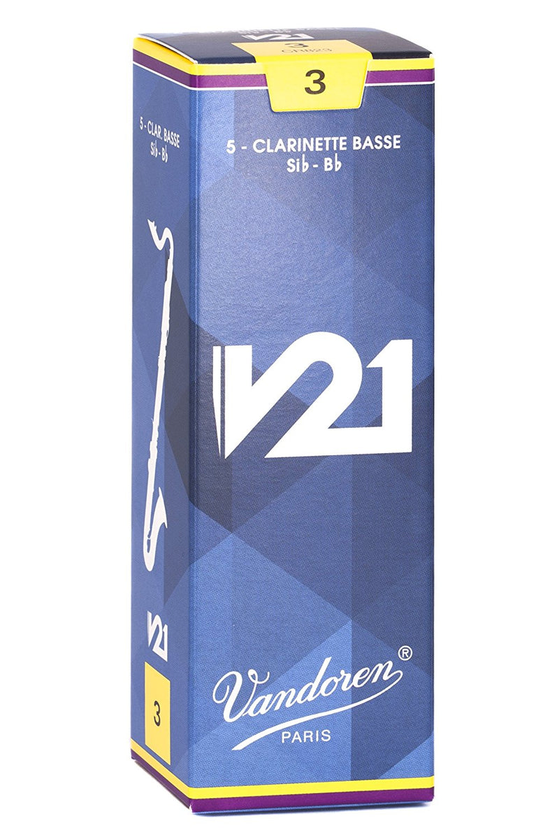 Vandoren CR823 Bass Clarinet V21 Reeds Strength 3 (Box of 5)