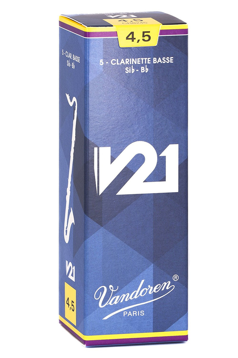 Vandoren CR8245 Bass Clarinet V21 Reeds Strength 4.5 (Box of 5)