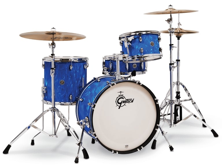 Gretsch Drums Catalina Club Pack de 4 fûts avec grosse caisse de 20", flamme satinée bleue
