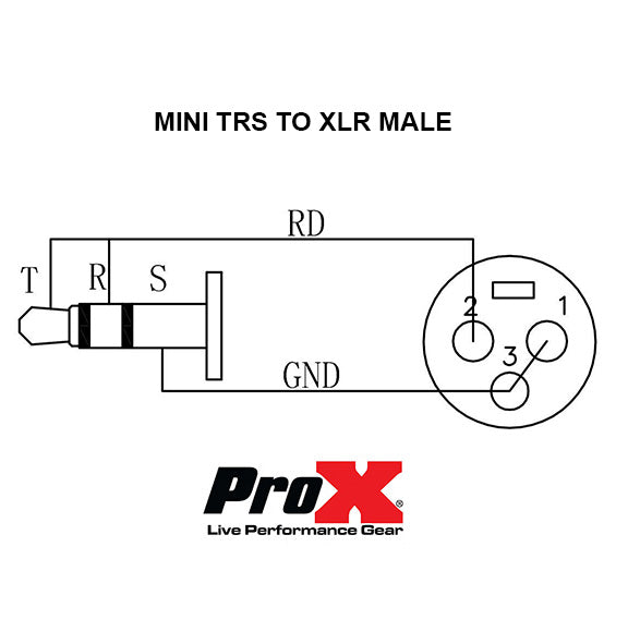 ProX XC-MXM10 Unbalanced 1/8" (3.5mm) TRS-M Mini to XLR3-M High Performance Audio Cable - 10 Ft.