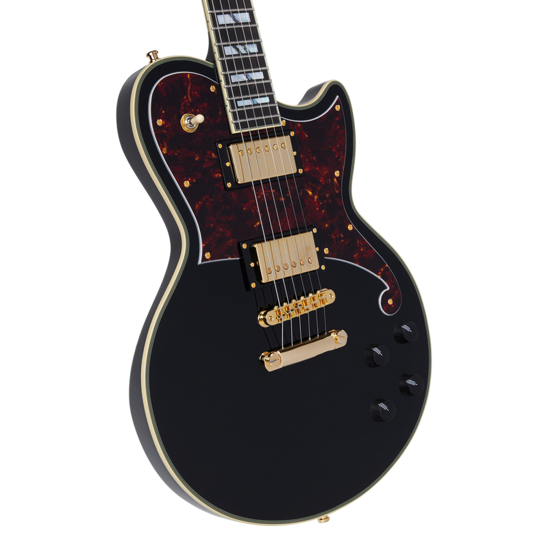 D'Angelico DELUXE ATLANTIC Series Electric Guitar (Solid Black)