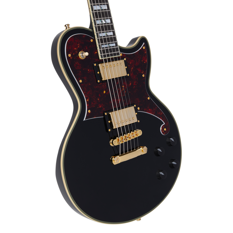 D'Angelico DELUXE ATLANTIC Series Electric Guitar (Solid Black)