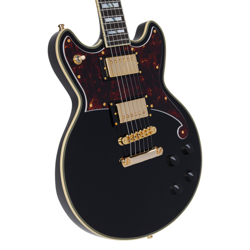 D'Angelico DELUXE BRIGHTON Series Electric Guitar (Solid Black)