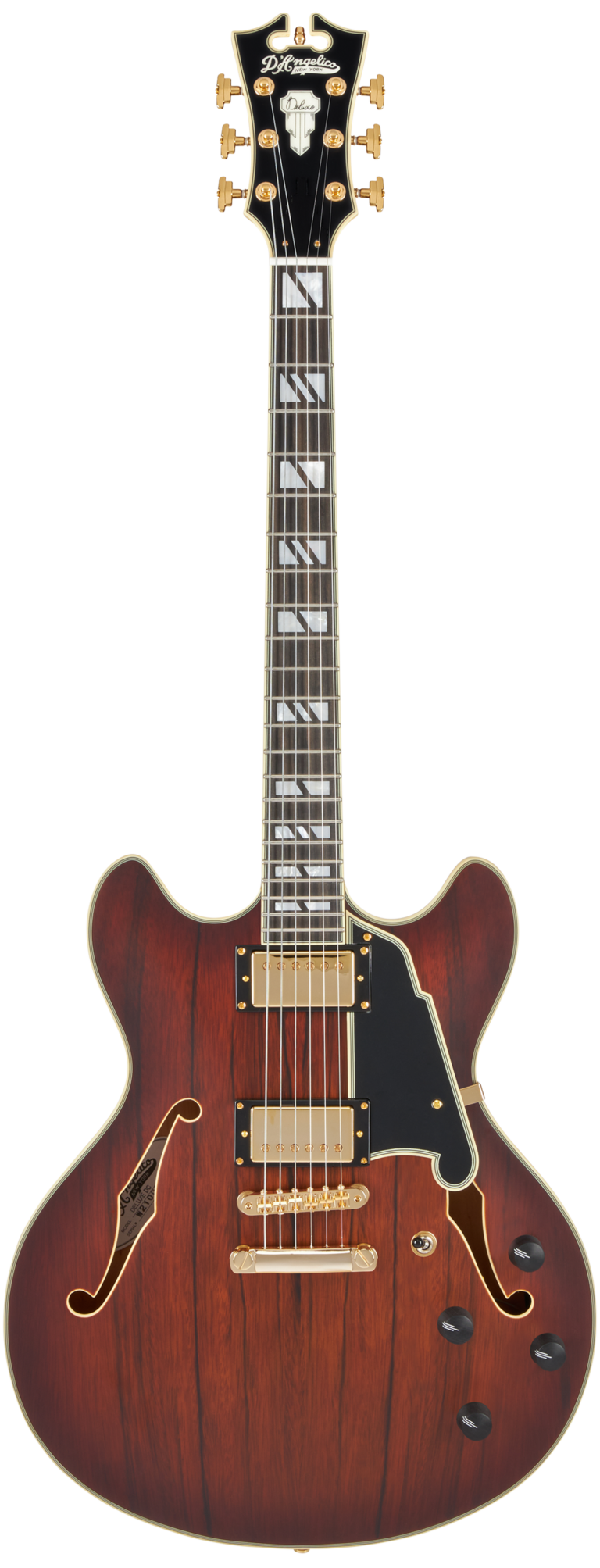 D'Angelico DELUXE DC Semi Hollow-Body Electric Guitar (Satin Brown Burst)