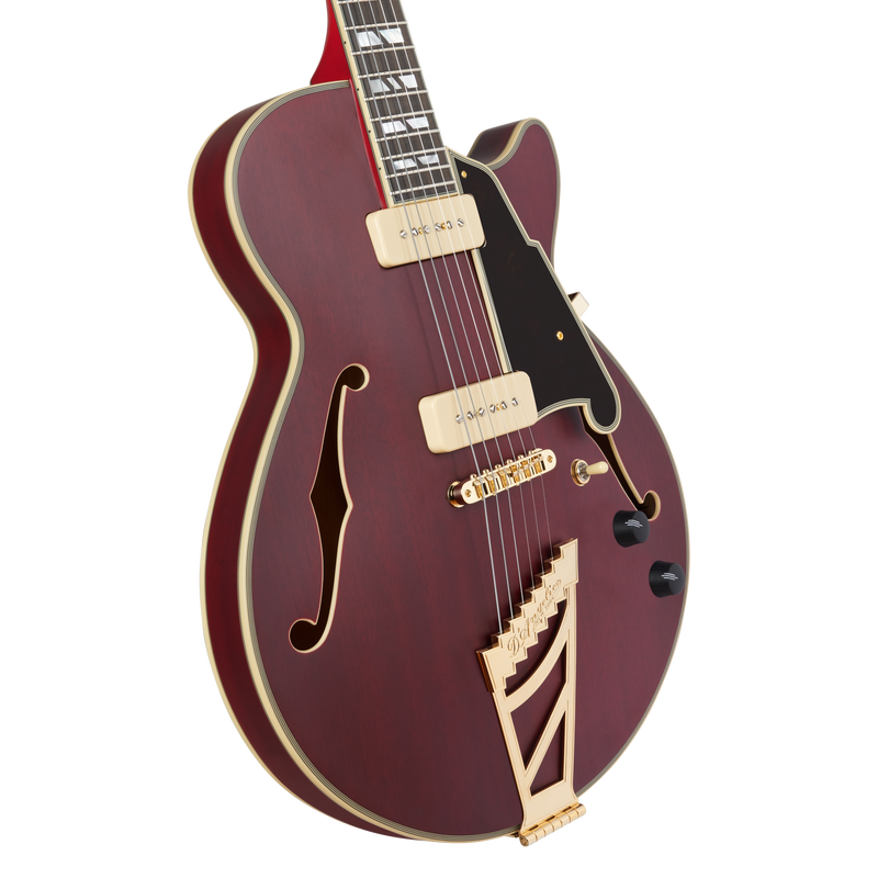 D'Angelico DELUXE SS Semi Hollow-Body Electric Guitar (Satin Trans Wine)