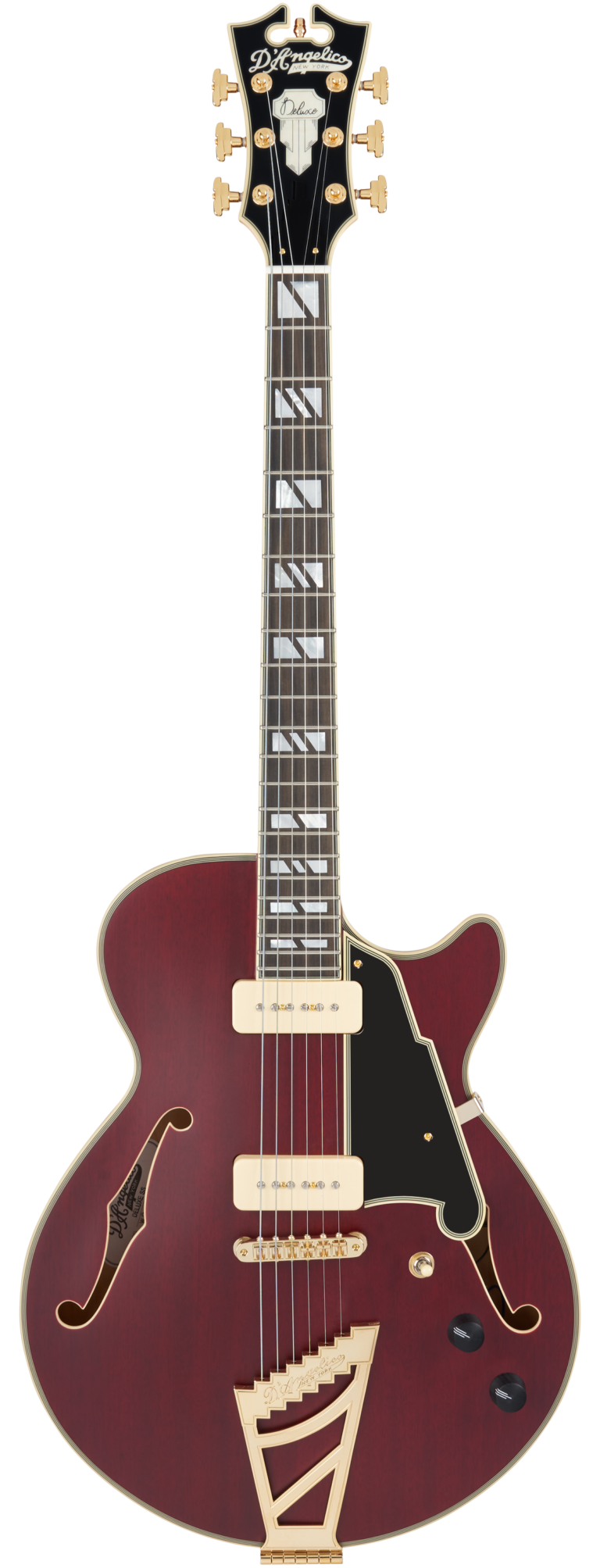 D'Angelico DELUXE SS Semi Hollow-Body Electric Guitar (Satin Trans Wine)