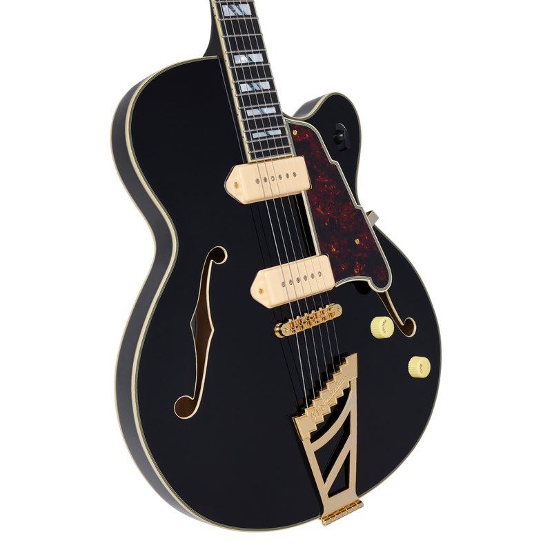 D'Angelico EXCEL 59 Series Hollow Body Electric Guitar (Solid Black)