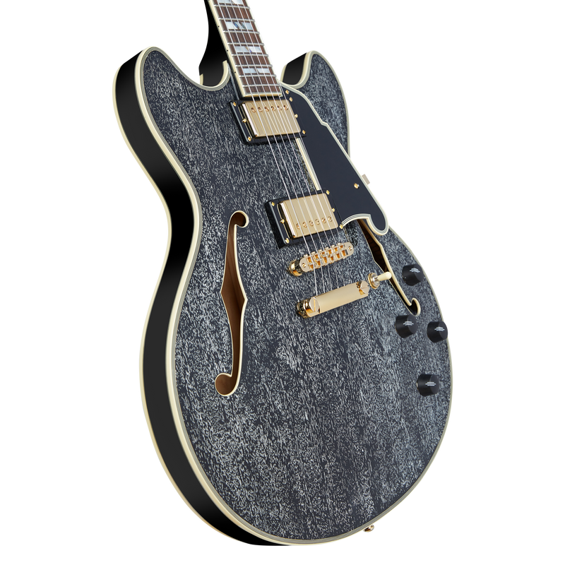 D'Angelico DAEDCBDGS Guitare électrique semi-creuse (Black Dog)