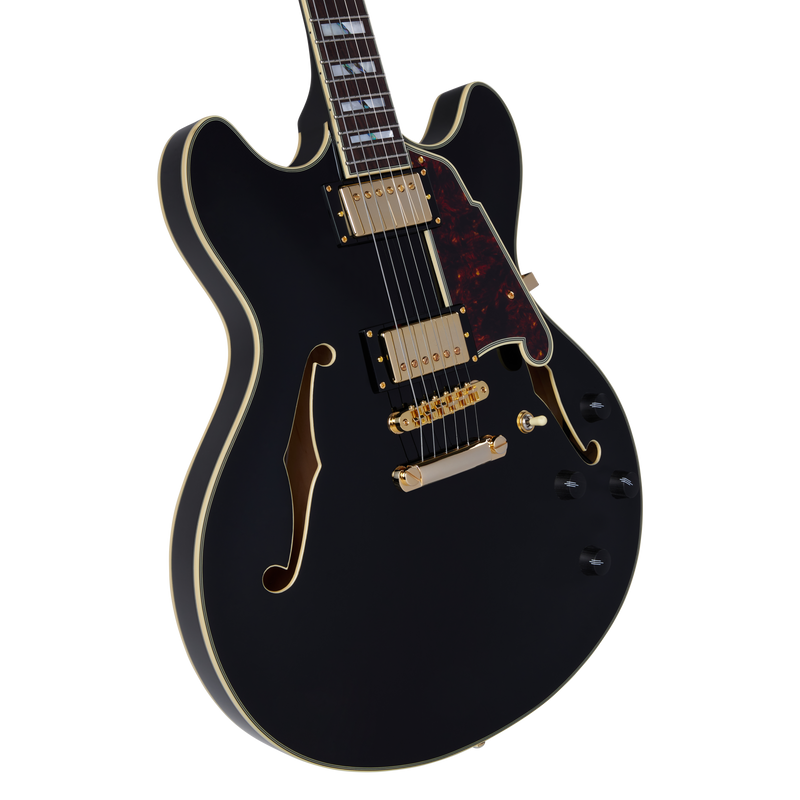 D'Angelico DAEDCSBKGS Excel DC Guitare électrique semi-creuse (noir massif)