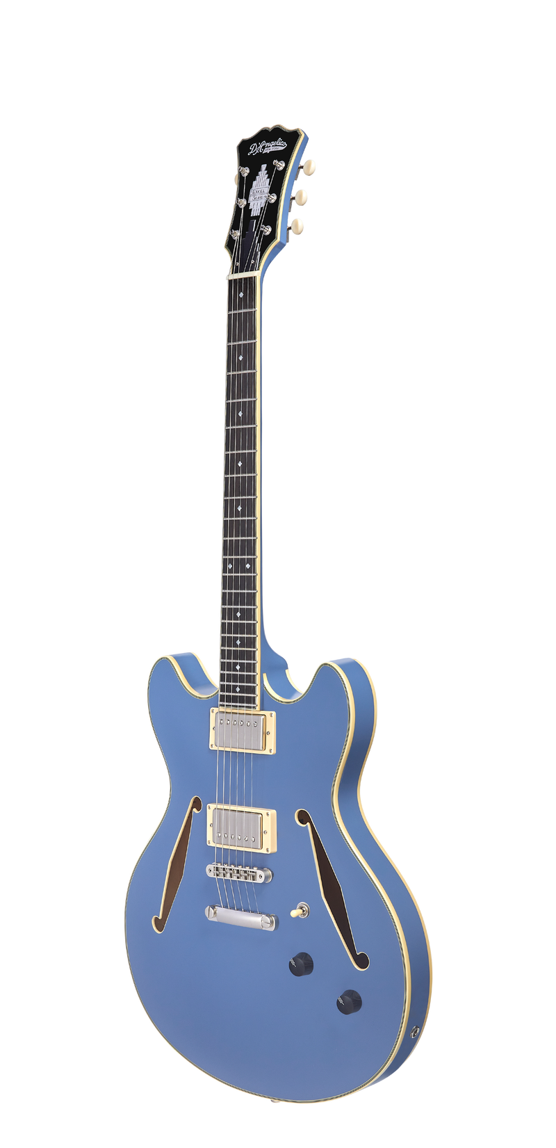 D'Angelico DAEDCTSLBSNS Guitare électrique semi-creuse (bleu ardoise)